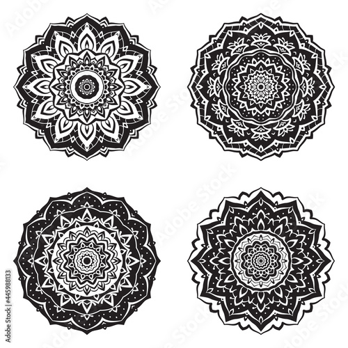Set of Mandalas round decorative for spiritual mindful art therapy and vector design decoration
