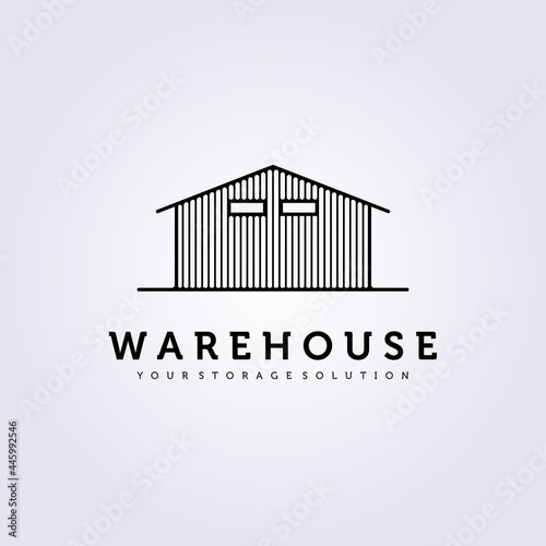 warehouse storage, office industrial logo vector illustration icon line art symbol label template background design simple