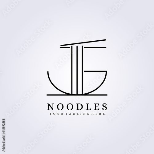 simple noodle line art logo bowl vector illustration design icon symbol template label sign