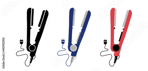 Hair straightener flat icon. Hairdressing equipment sketch. Professional tool. Vector illustration. Barber symbol