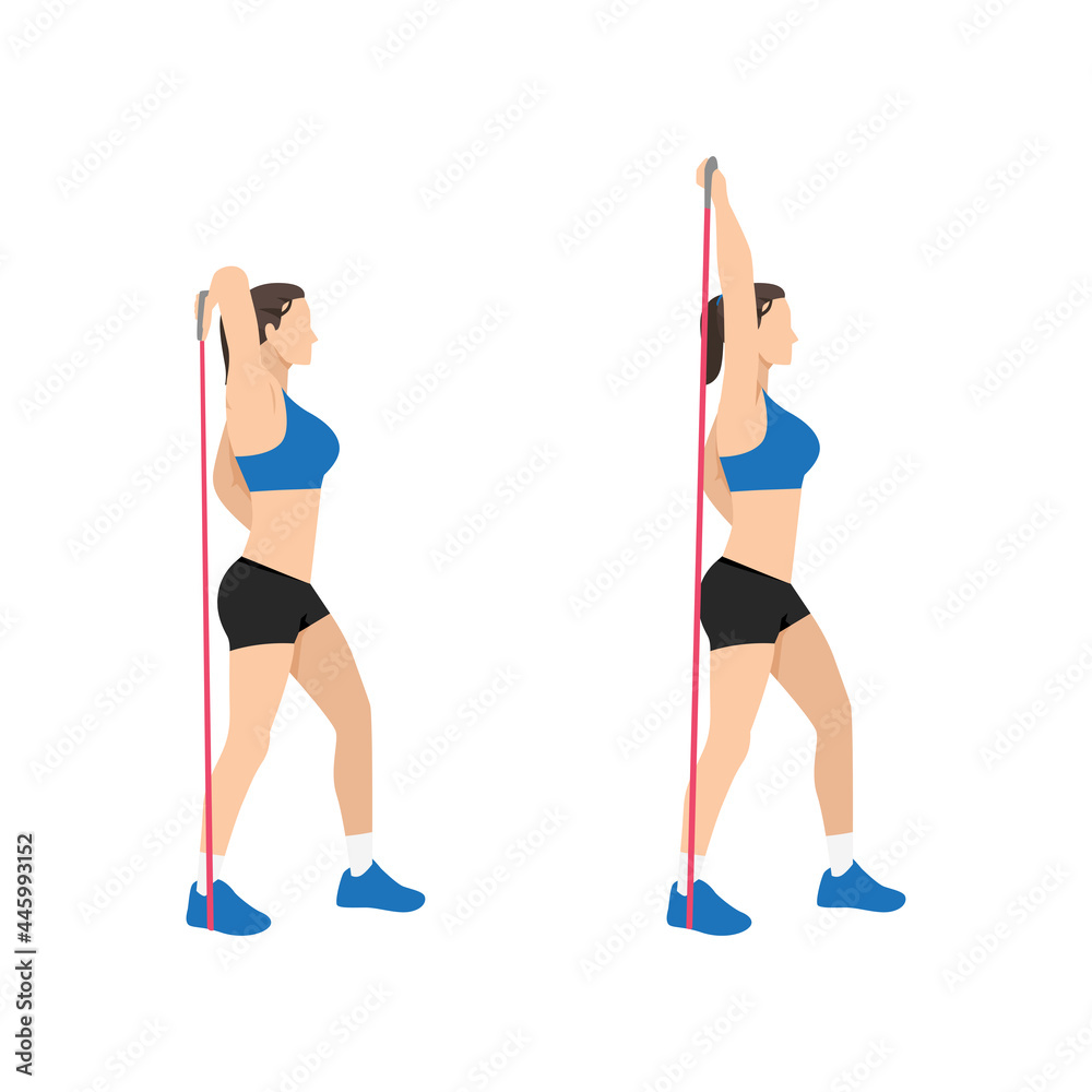 Woman Doing Resistance Band Seated Leg Extensions Exercise Stock