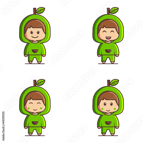 Vector illustration of a set of apple mascot