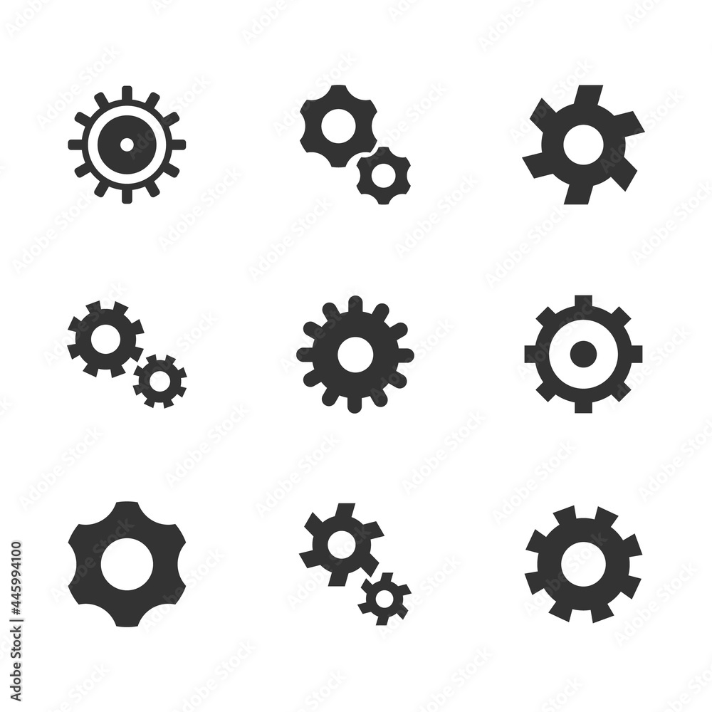 Gear, cog vector icon set Gear, cog vector icon set