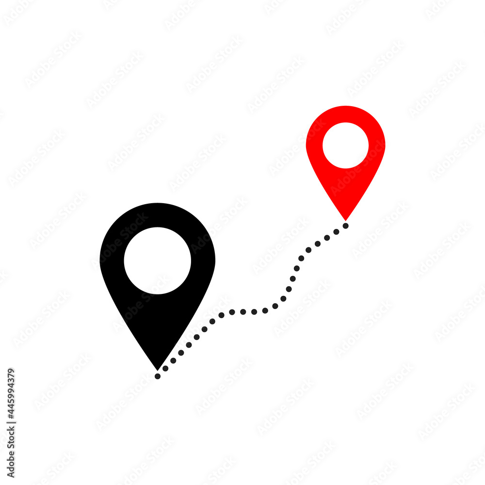 Fototapeta premium Route location, map pin vector icon