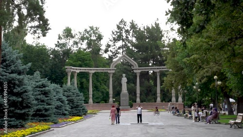 Bishkek, Kyrgyzstan - State of Kurmanjan Datka, an important Kyrgyz military and political leader of the 19th century, on the south side of Oak Park. photo