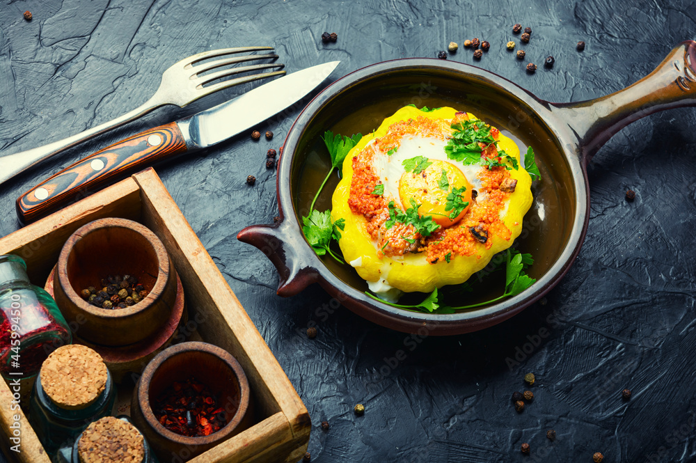 Baked stuffed squash or patisson Baked stuffed squash or patisson