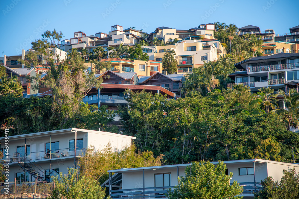 Fototapeta premium Airlie Beach city park on a beautiful sunny day, Queensland - Australia.
