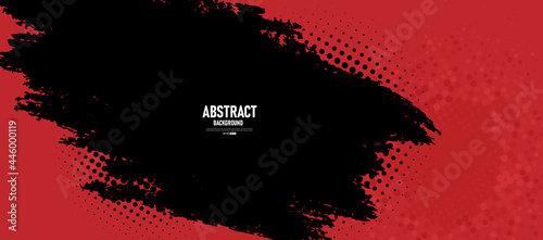 Black and red abstract grunge background with halftone style.	
