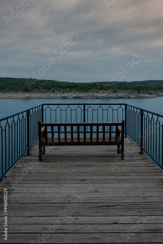 wooden bench on pier