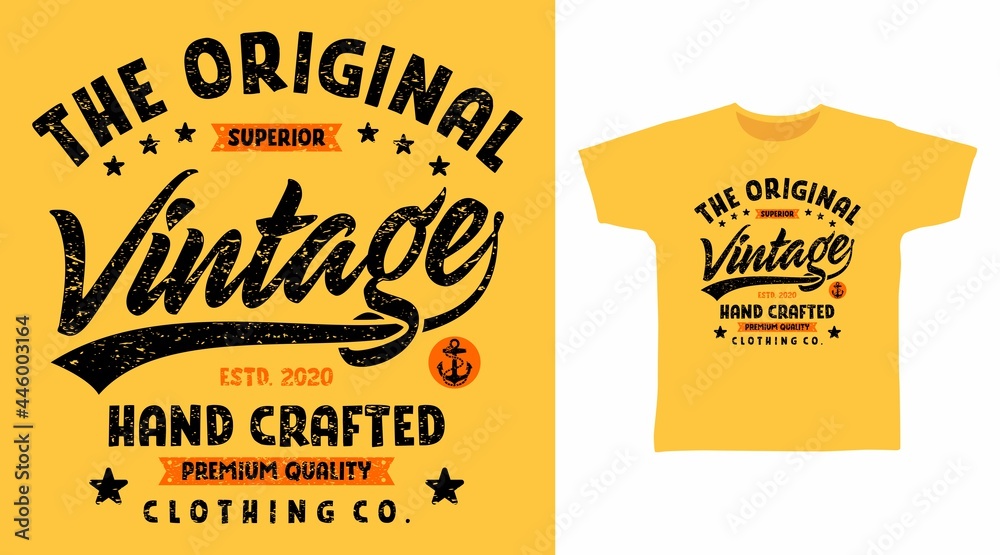 The original vintage typography t-shirt design concept. vector de Stock |  Adobe Stock