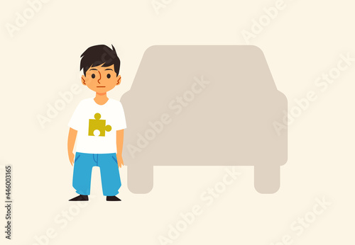 Ignoring of danger Autism symptom, flat vector illustration isolated on white.