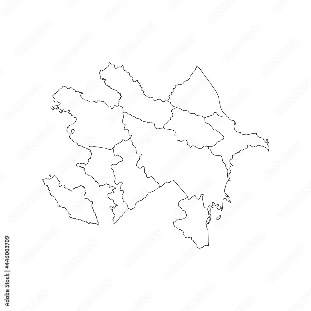 Fototapeta premium Azerbaijan map with landmarks of the regions. Flat illustrated