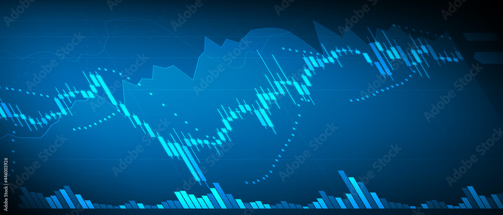 Stock market data candlesticks are indicators of the rising stocks on the background of high-tech technology finance. technology communication concept. Stock market data candlesticks are indicators of the rising stocks on the background of high-tech technology finance. technology communication concept.