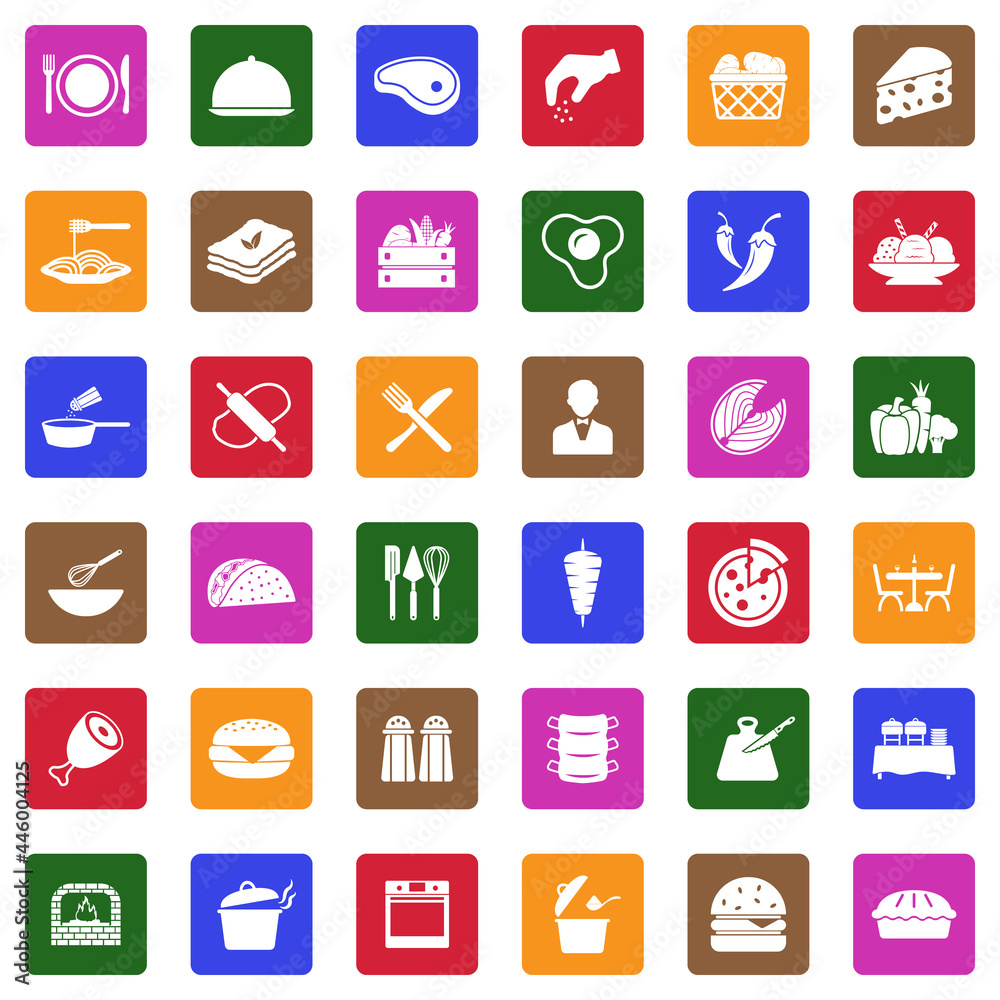 Gastronomy Icons. White Flat Design In Square. Vector Illustration. Gastronomy Icons. White Flat Design In Square. Vector Illustration.