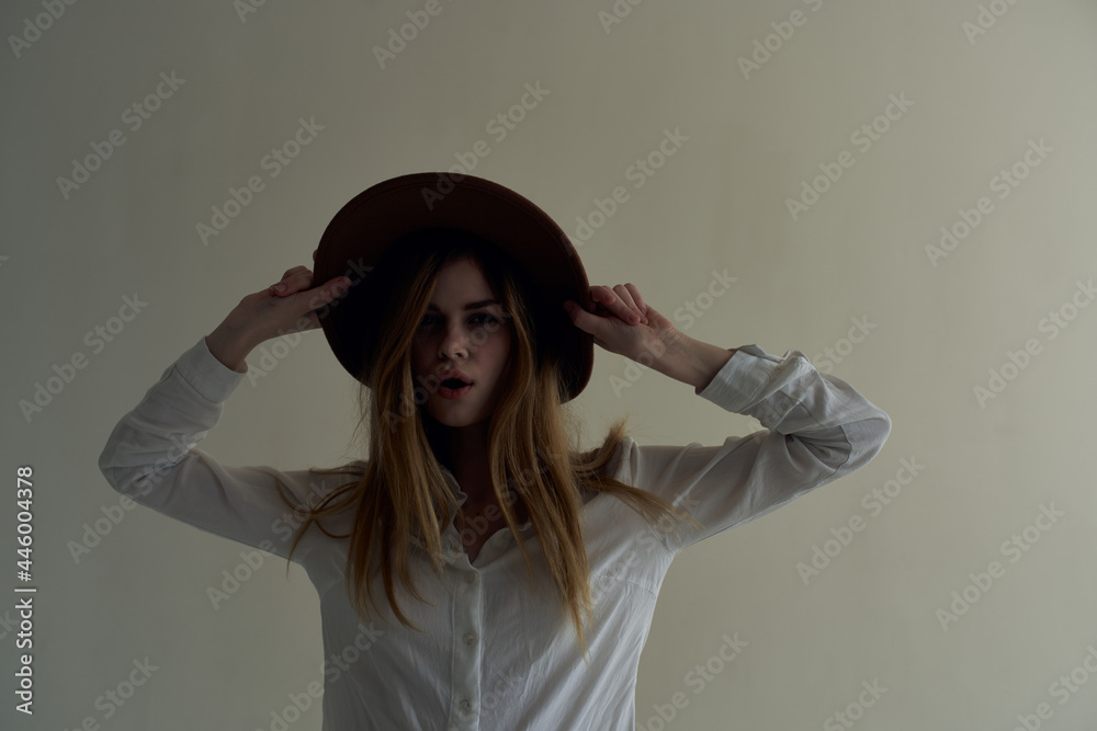 attractive woman wearing hat white shirt lifestyle fashion luxury posing attractive woman wearing hat white shirt lifestyle fashion luxury posing