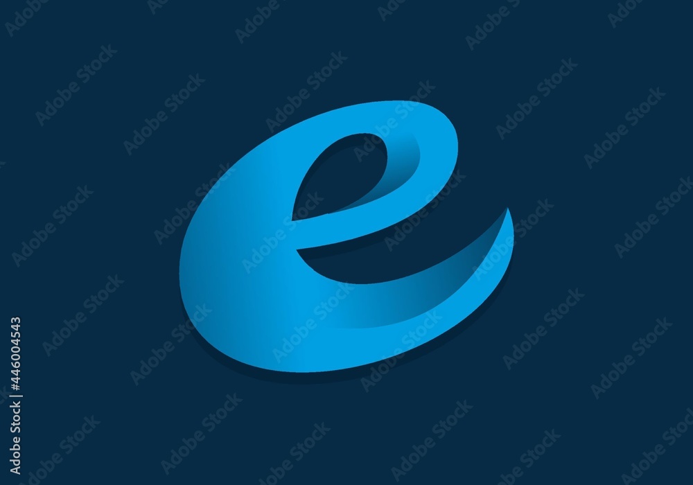 Blue lowercase e initial letter Blue lowercase e initial letter