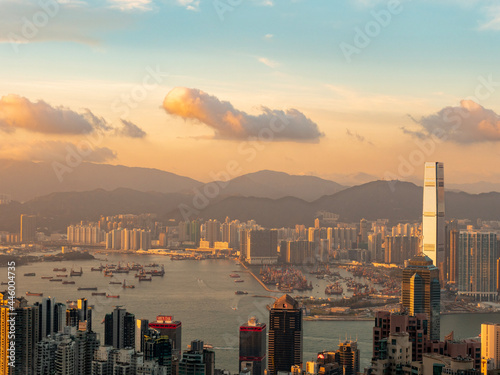 Photography city skyline at sunset