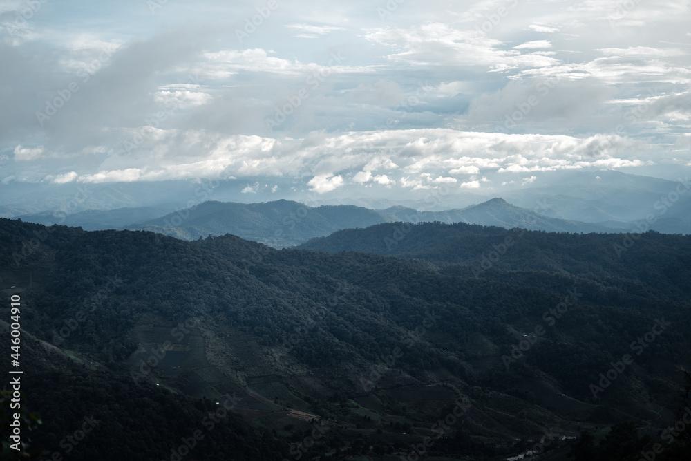 Mountains and rural villages in the rain Mountains and rural villages in the rain