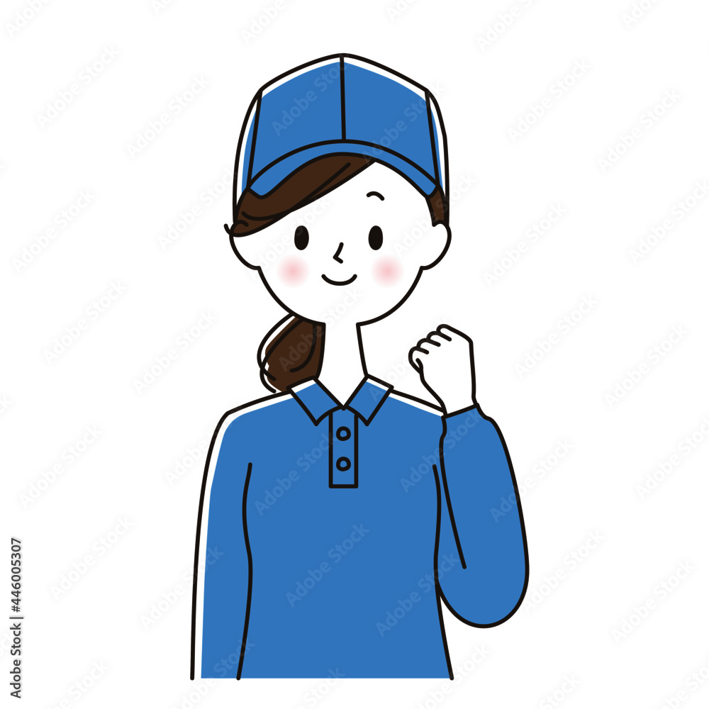ガッツポーズをする女性スタッフ ガッツポーズをする女性スタッフ