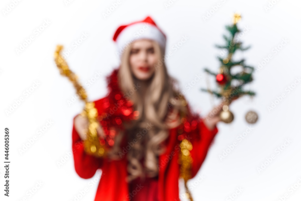 woman wearing santa costume decoration gifts christmas