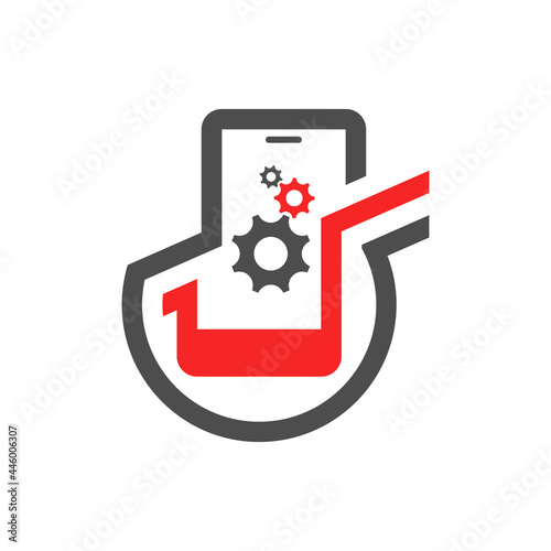 mobile phone repair illustration logo