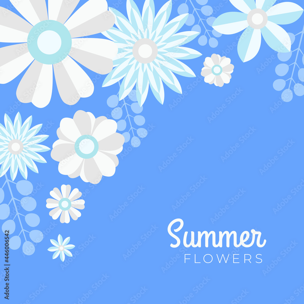 Spring summer autumn fall floral paper cut background for the design of flowers with green Tosca and blue color. Vector illustration Spring summer autumn fall floral paper cut background for the design of flowers with green Tosca and blue color. Vector illustration