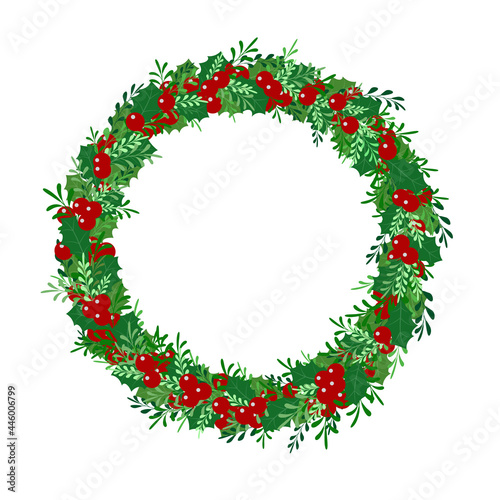 Illustration of Christmas Wreath on white background © Rassamee design