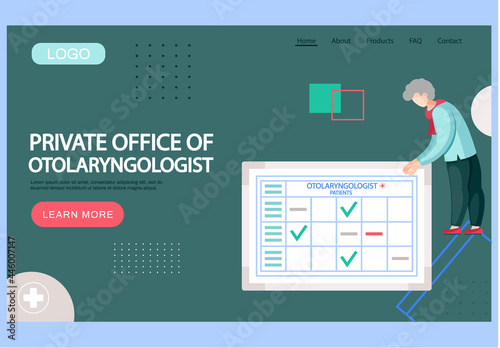 Otolaryngologist doctor with nose, ear and throat or ENT diagnostic and treatment instruments. Otology doctor with patient. Otorhinolaryngology healthcare medicine or otolaryngology diseases