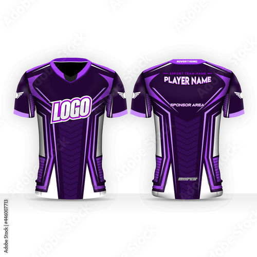 Jersey for e-sports with short sleeve design, full vector t-shirt template