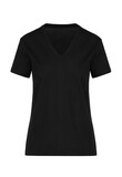 Women's black blank T-shirt template. T-shirt large neckline