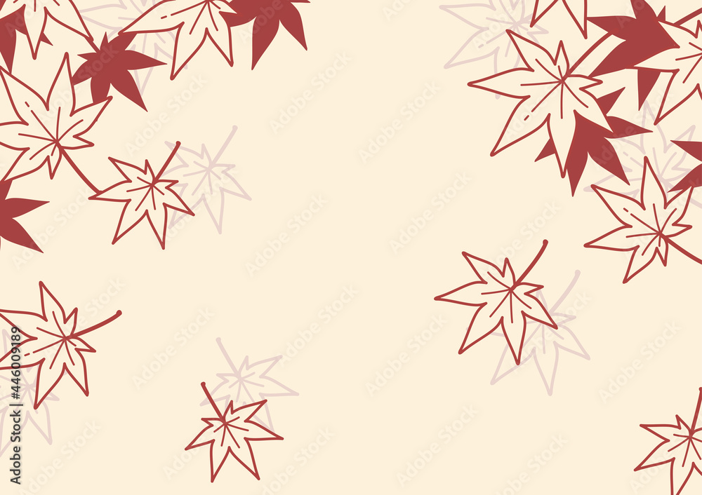 和風のもみじの背景イラスト（秋のイメージのバナー素材）