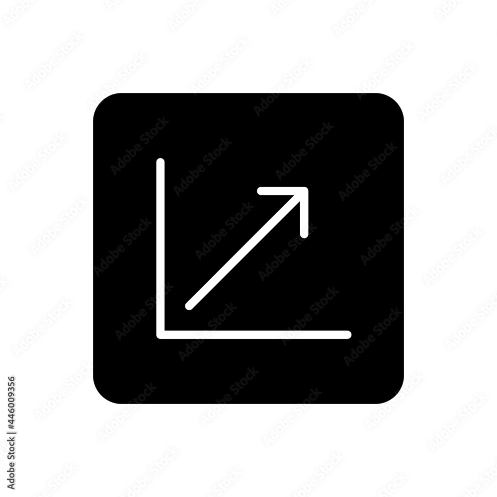 Up chart icon vector filled square style Up chart icon vector filled square style
