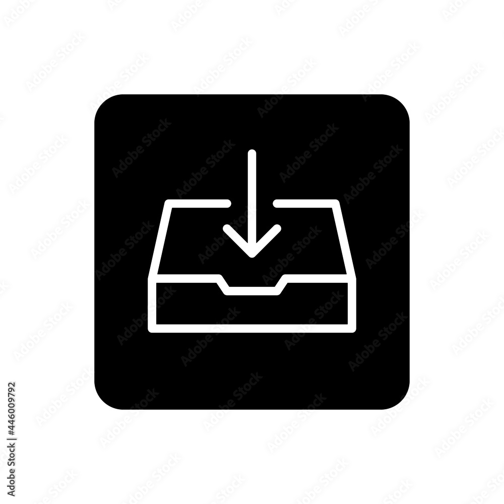 Inbox icon vector filled square style Inbox icon vector filled square style
