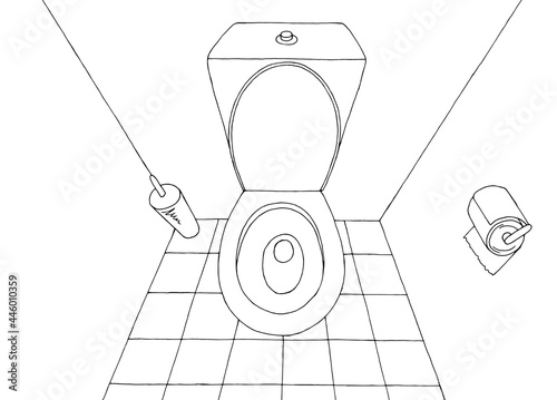 Toilet graphic interior black white sketch illustration vector 