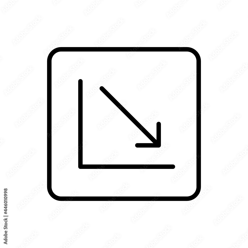 Down chart icon vector line square style Down chart icon vector line square style
