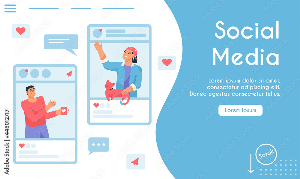 Vector landing page of Social Media concept Vector landing page of Social Media concept