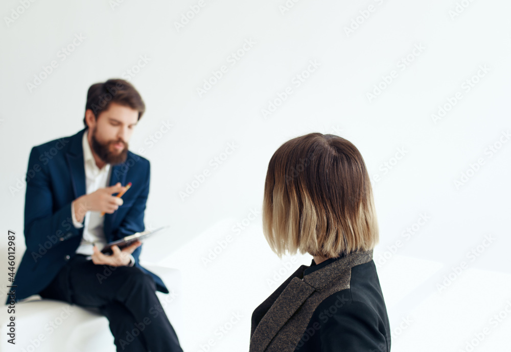 business man and woman work colleagues job interview business man and woman work colleagues job interview