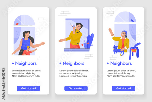 Template design for mobile app page with Neighbors concept