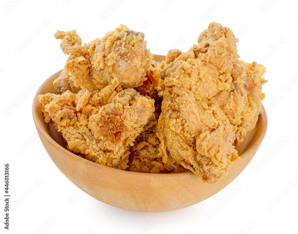 Heap of fried spicy chicken isolated on white background Heap of fried spicy chicken isolated on white background