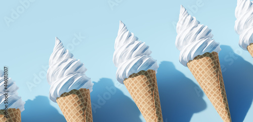 Soft serve ice cream in a cone