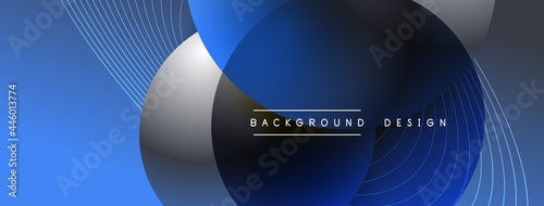 Gradient circles with shadows. Vector techno abstract background. Modern overlapping forms wallpaper background, design template