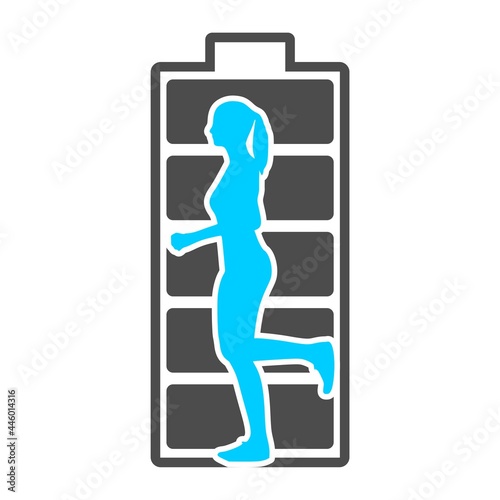 Running lady silhouette with high full level energy battery