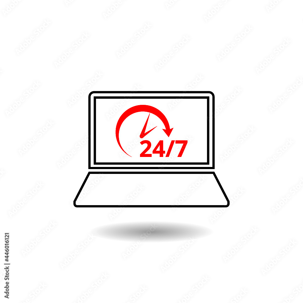 Laptop 24 hour service support icon Laptop 24 hour service support icon
