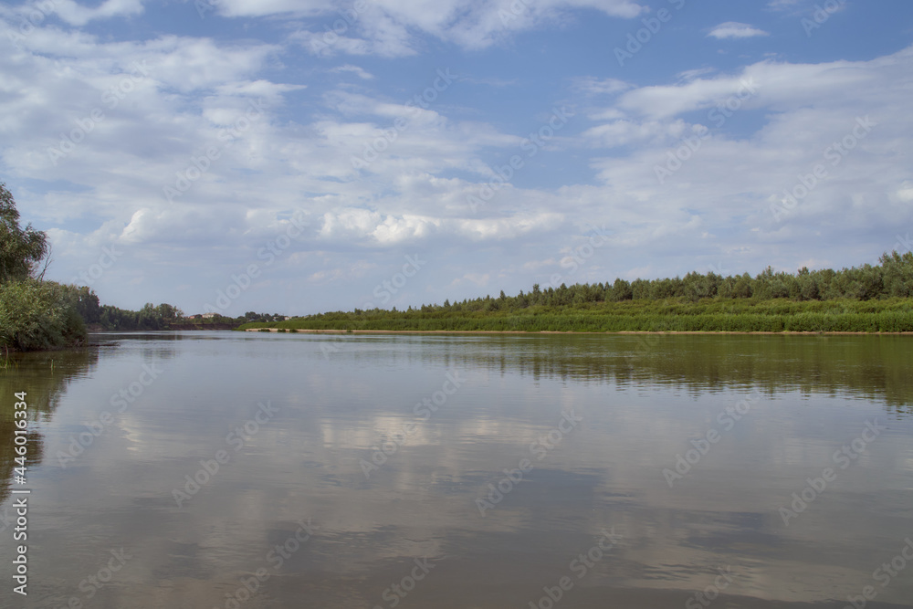 View of the Ural River, which flows in the West Kazakhstan region