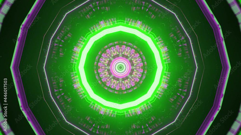 Kaleidoscopic patterned background with pink and green colors Kaleidoscopic patterned background with pink and green colors