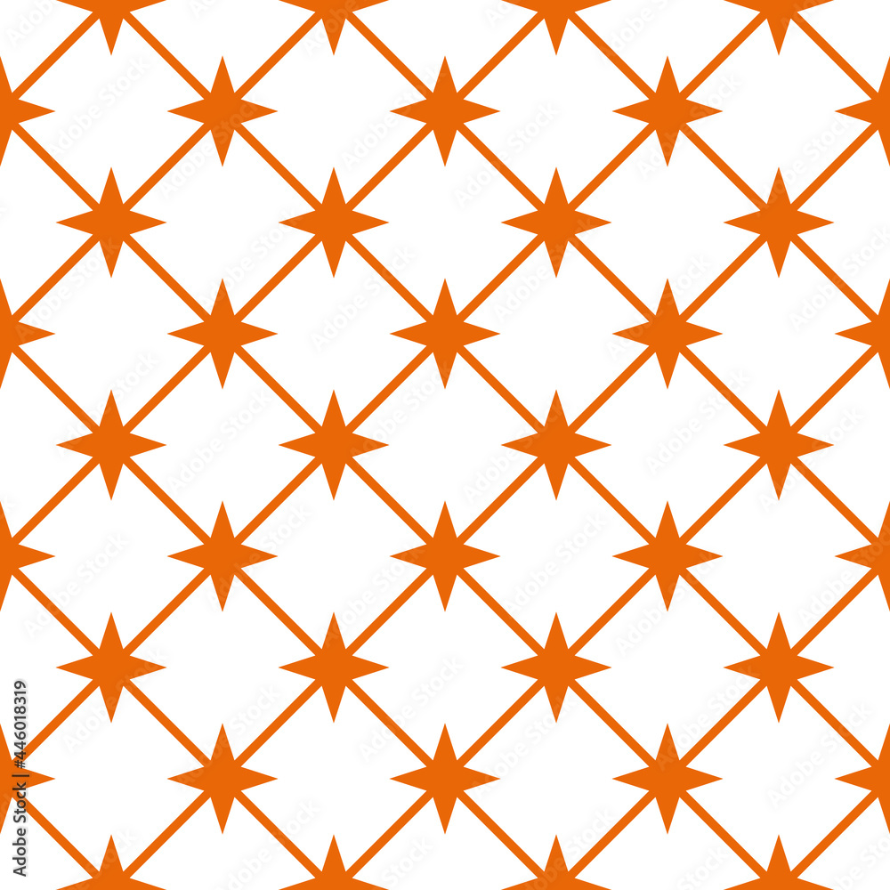 Orange four ray stars and diagonal crosses dtipes. Vector. Orange four ray stars and diagonal crosses dtipes. Vector.