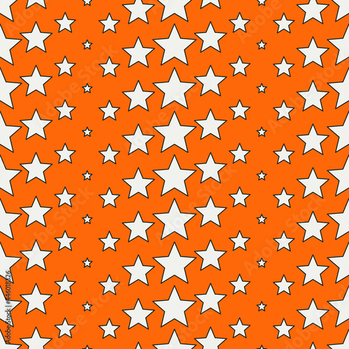 Orange background and white stars wallpaper. Suitable for packaging and gifts. Orange packing material.