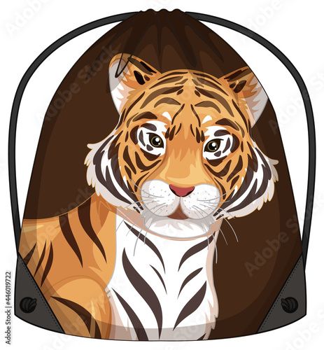 Drawstring backpack with tiger pattern