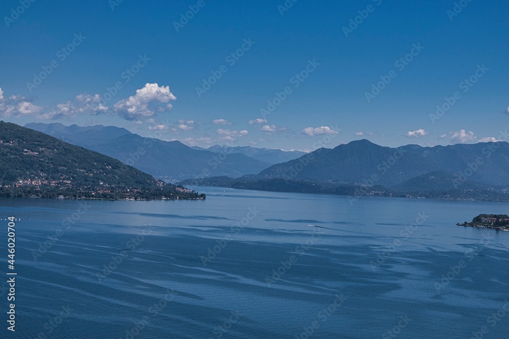 landscapes of Lake Maggiore, on the Piedmont side during a hot summer day