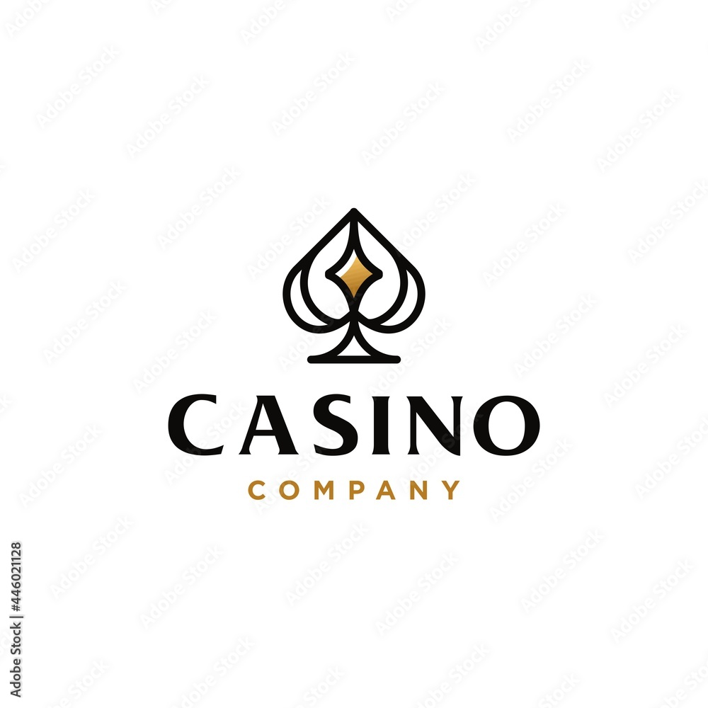 black and golden Ace of spade logo, abstract luxury design logo
